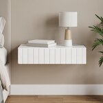 vidaXL Table d'appoint murale Blanc brillant 87 5 x 34 5 x 17 cm