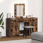 Ensemble de coiffeuse 3 pièces vidaXL avec LED en chêne fumé en bois d'ingénierie