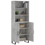 vidaXL Buffet haut Gris béton 69 5x34x180 cm Bois d'ingénierie