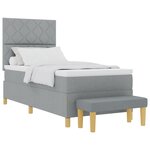 vidaXL Lit à ressorts avec matelas Gris clair 90 x 190 cm tissu