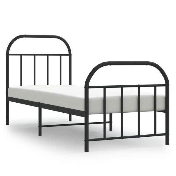 vidaXL Cadre de lit métal sans matelas avec pied de lit noir 75x190 cm