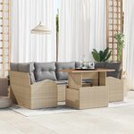vidaXL Ensemble de canapé de jardin 7 Pièces Beige Poly rotin