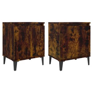 vidaXL Tables de chevet avec pieds en métal chêne fumé 40x30x50 cm