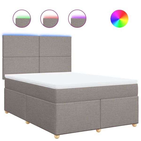 vidaXL Sommier à lattes de lit avec matelas Taupe 160x200 cm Tissu