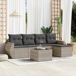vidaXL Salon de jardin 6 Pièces avec coussins gris clair résine tressée