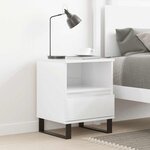 vidaXL Table de chevet Blanc brillant 40x35x50 cm Bois d’ingénierie