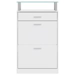 vidaXL Meuble à chaussures avec tiroir et plateau en verre Bois Blanc