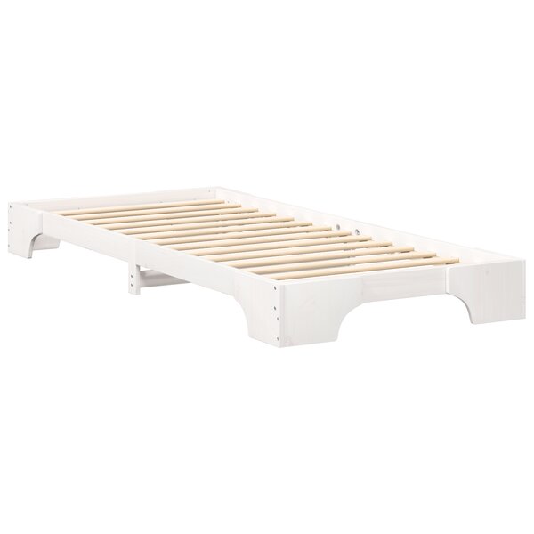 vidaXL Cadre de lit surélevé avec stockage Blanc bois