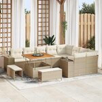 vidaXL Ensemble de canapé de jardin 12 Pièces Beige polyrotin