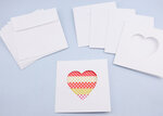 5 Cartes et enveloppe DIY blanches 13x13cm Coeur