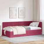 vidaXL Cadre de lit d'angle Rouge bordeaux 100 x 200 cm Velours