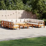 vidaXL Salon de jardin avec coussins 10 Pièces bois d'acacia solide
