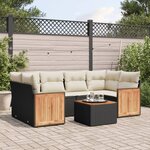 vidaXL Salon de jardin 7 Pièces avec coussins noir résine tressée