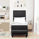 vidaXL Lit Box Spring avec Matelas & Banc Noir 80x200 cm Velours