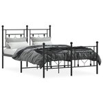 vidaXL Cadre de lit métal sans matelas avec pied de lit noir 120x190cm