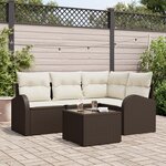 Ensemble de canapé de jardin vidaXL 4 pièces avec coussins gris en rotin poly