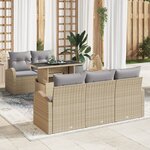 vidaXL Ensemble de Canapés de Jardin de 6 Pièces avec Coussins Beige en Poly Rattan