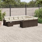 vidaXL Salon de jardin et coussins 11 Pièces marron résine tressée