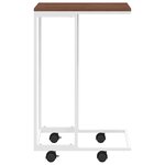 vidaXL Table d'appoint avec roues Blanc 40x30x63 5cm Bois d'ingénierie
