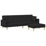 vidaXL Canapé-lit à 2 places avec repose-pied noir tissu