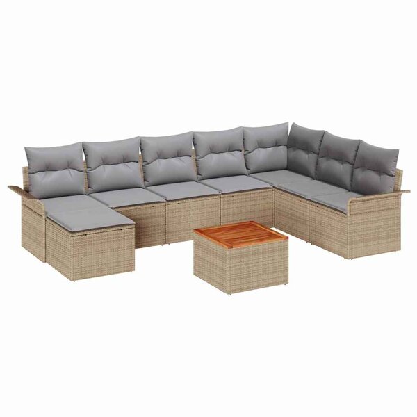 vidaXL Ensemble de canapé de jardin 9 Pièces Beige  Gris clair