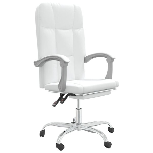 Chaise fauteuil siège pivotante de inclinable de bureau informatique étude similicuir blanc 02_0024230
