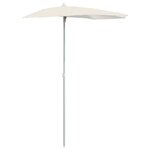 vidaXL Demi-parasol de jardin avec mât 180x90 cm sable