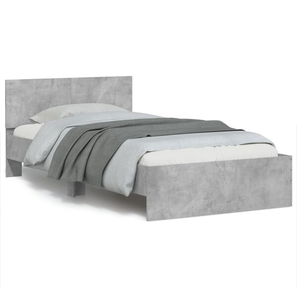 vidaXL Cadre de lit sans matelas avec tête de lit gris béton 100x200cm