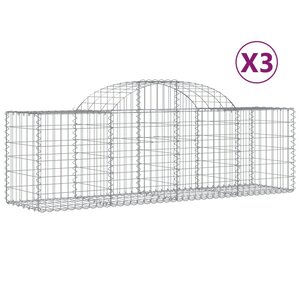 vidaXL Paniers à gabions arqués 3 Pièces 200x50x60/80 cm Fer galvanisé