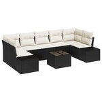vidaXL Ensemble de sofa de jardin 8 pièces avec coussins Noir Poly Rotin