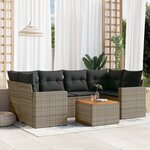vidaXL Salon de jardin avec coussins 7 Pièces gris résine tressée