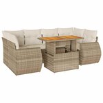 vidaXL Salon de jardin avec coussins 7 Pièces beige résine tressée