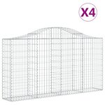 vidaXL Paniers à gabions arqués 4 Pièces 200x30x100/120 cm Fer galvanisé