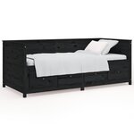 vidaXL Lit de jour Noir 80x200 cm Bois de pin massif