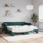 vidaXL Lit de jour avec lit gigogne vert foncé 90x200 cm velours