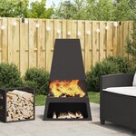 Braise de vieXL avec rangement pour bûches Noir 60x35x100 cm Acier