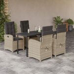 vidaXL Ensemble à manger de jardin et coussins 5 Pièces gris clair rotin