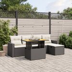 vidaXL Salon de jardin 6 Pièces avec coussins noir résine tressée