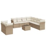 vidaXL Salon de jardin avec coussins 10 Pièces beige résine tressée