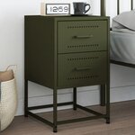 vidaXL Table de chevet vert olive 36x39x60 5 cm acier