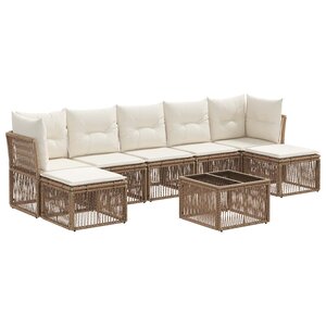 vidaXL Ensemble de canapé de jardin 8 Pièces Beige polyrotin