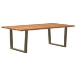 vidaXL Table à manger avec bord naturel 220x120x74cm bois massif chêne