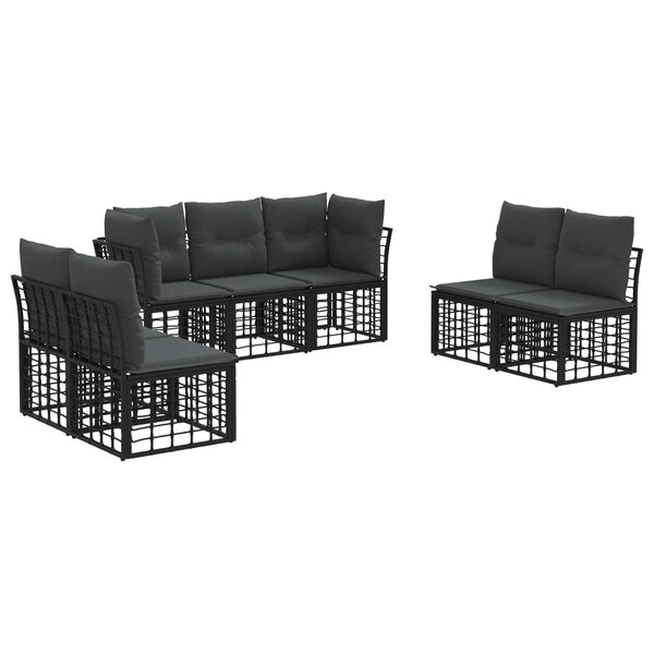 vidaXL Ensemble de canapés d'extérieur Noir Polyester