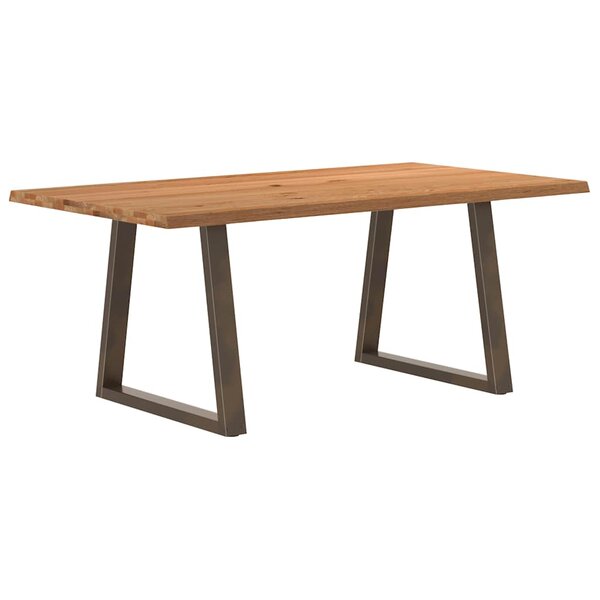 vidaXL Table à manger avec bord naturel 180x100x74cm bois massif chêne