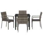 vidaXL Ensemble de salle à manger pour jardin 5 Pièces Gris Poly rotin