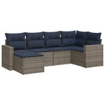 vidaXL Salon de jardin 6 Pièces avec coussins gris résine tressée