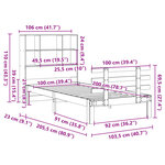 vidaXL Lit bibliothèque sans matelas cire marron 100x200 cm pin massif