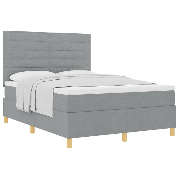 vidaXL Lit à ressorts avec matelas Gris clair 140 x 190 cm tissu