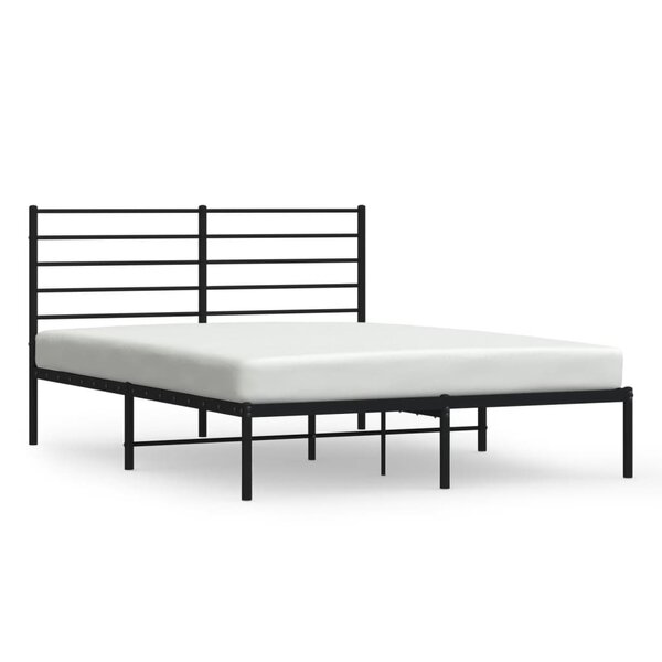vidaXL Cadre de lit métal avec tête de lit noir 140x190 cm