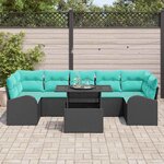 vidaXL Ensemble de canapé de jardin 8 Pièces Noir Poly Rattan